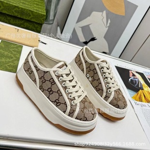 High Version G Home 1977 New Embroidered Canvas Shoes Women's Spring/Summer 2023 Fashion Lace-up Color-matching Thick Bottom Couple