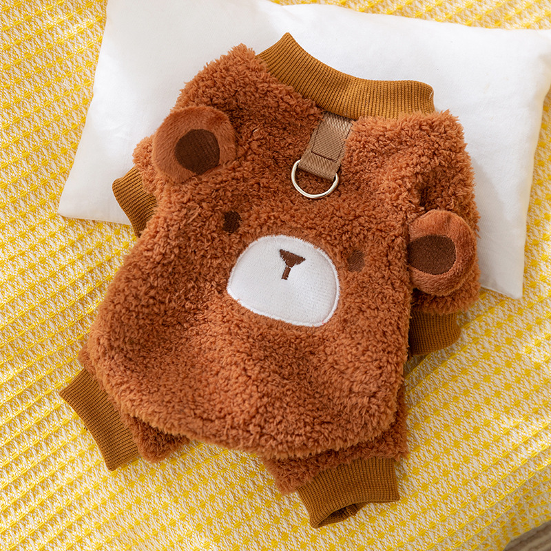 Otoño e invierno, gato, animal divertido, felpa de cuatro patas, gato sin pelo, abrigo, peluche, oso, ropa de gato para mascotas gruesa