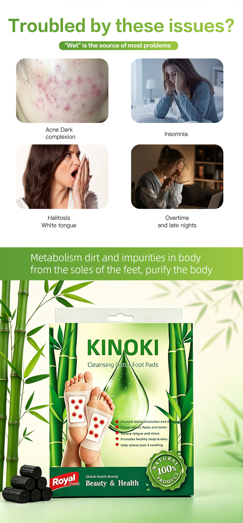 Kinoki Foot Patches with Mugwort and Bamboo Vinegar Gold Foil Foot Care 10 Patches per Box quality and texture