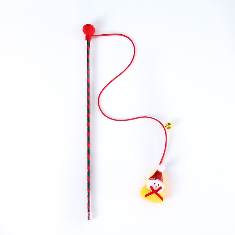 Gato mascota interactivo árbol de Navidad ancianos caramelo muñeco de nieve divertido gato palo campana felpa tela Comercio Exterior Juguetes de entrenamiento