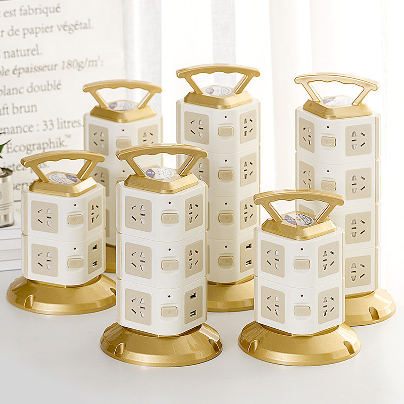 立式排插带usb插座面板多孔拖接线板大功率开关塔型插板带线插排