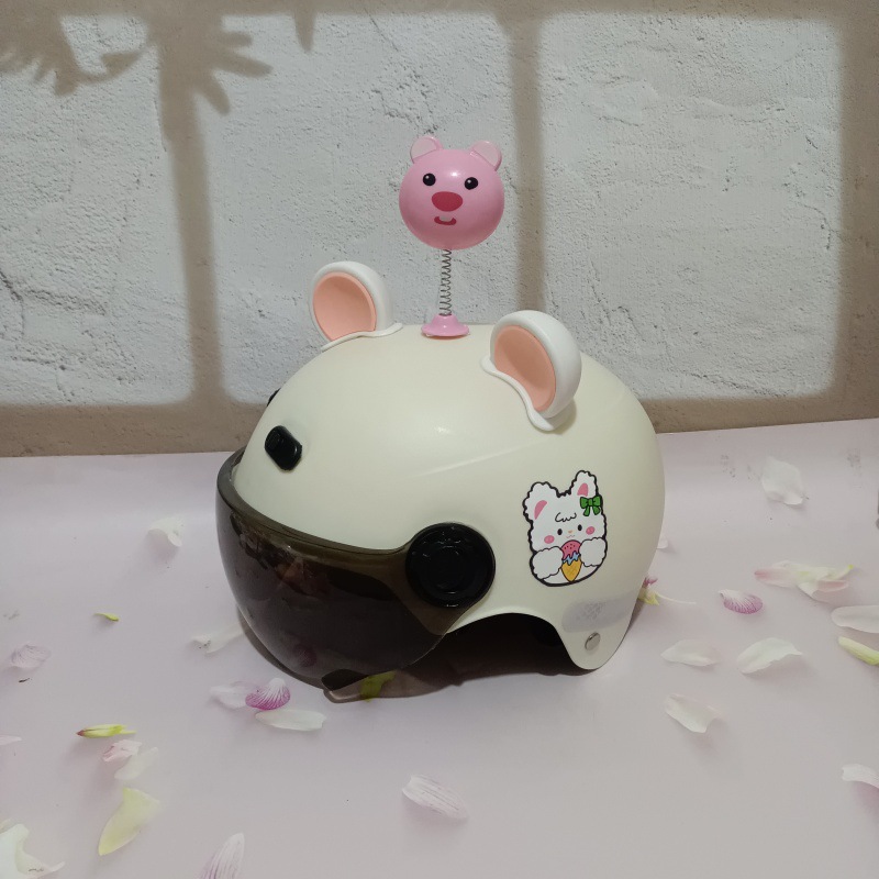 블랙 쇼트 [베이지 아이스크림 토끼 + 화이트 핑크 곰 귀 + 핑크 곰]
