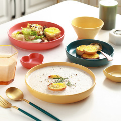 北欧円盤大サイズスープ皿レストラン家庭用料理皿サラダ皿デザート皿高颜値陶磁器皿食器