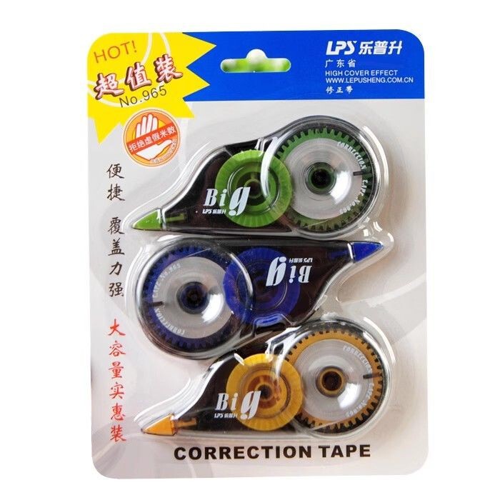 Lepusheng 965 Correction Tape Student Correction Tape Office Correction Tape 3-Pack 12m Office Supplies