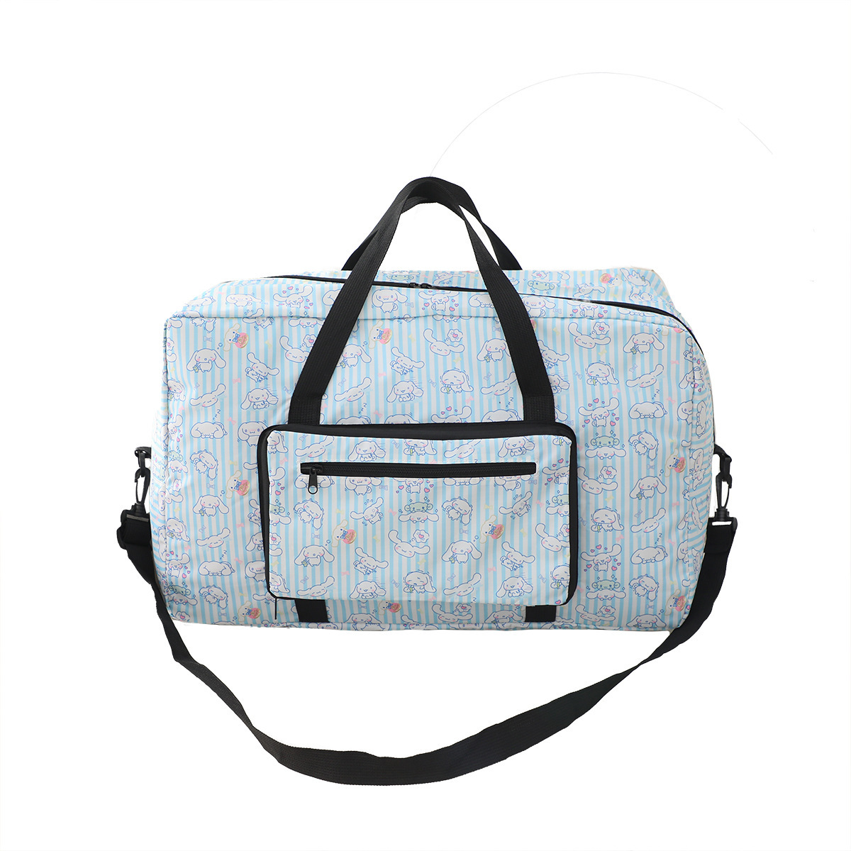 虹熊クロミ大容量手提げ旅行袋は旅行箱のポールに挿してもいいです。