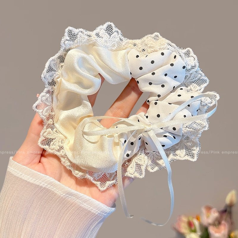 El encaje francés doble anillo de cabello de intestino grueso femenino de alta calidad cuerda de cabello de pelo de ballet dulce Meisen tocado de cabello