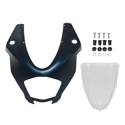 for KTM RC390 22-24: Motorcycle front windshield - matt-blue-headlight-cover-transparent-windshield