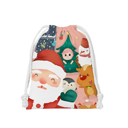 Christmas gift bag drawstring bag cross-border Christmas ornament small cloth bag miscellaneous storage bag portable