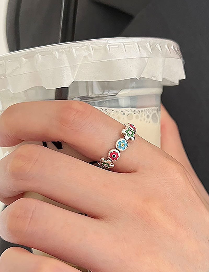 Sunburst Colourful Glazed Flower Bracelet Adjustable Jewellery_voghion.com