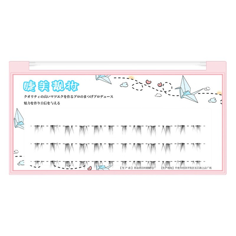 Pestañas inferiores pintadas a mano de imitación ~ pestañas naturales J09 tallo transparente sensación de aire ligero dócil natural Little Devil