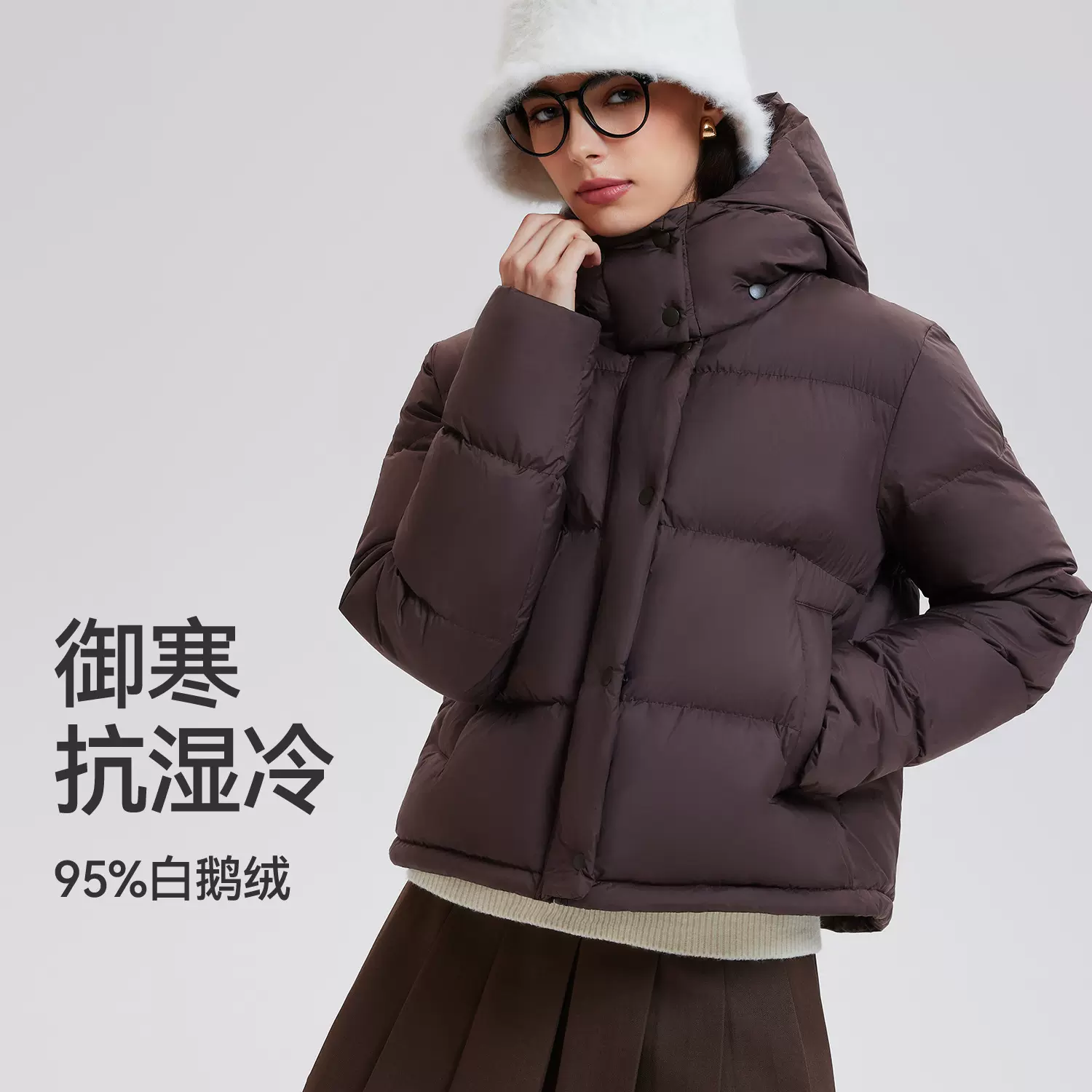 运动羽绒服女秋冬季新款健身面包服跑步防风保暖鸭绒轻薄连帽外套