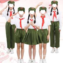 新款儿童小红军表演服学习雷锋好榜样演出服知青怀旧闪闪红星合唱