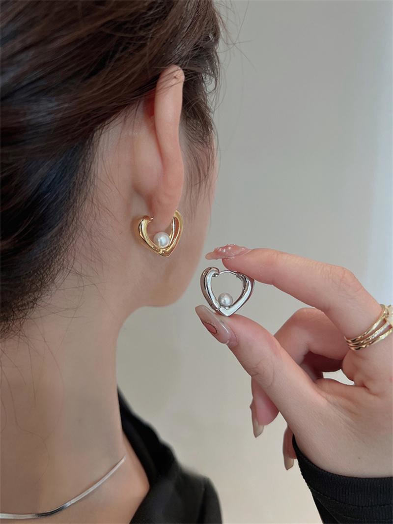 1 Pair Quantity 1 Pair Modern Style Simple Style Heart Shape Plating Copper Earrings