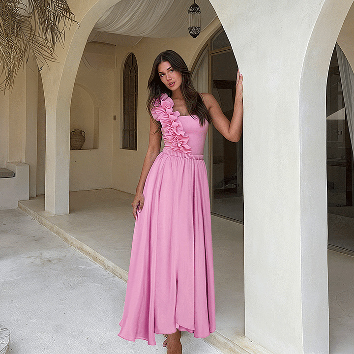 GraceChic GraceChic 2025 European And American Swimwear New Pink Design Ruffled One-Piece Swimsuit Set For Women Cross-Border Hot Item 25364_voghion.com