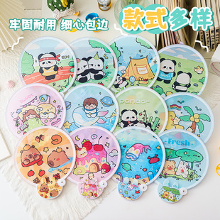 Cartoon Folding Small Fan Student Portable Mini Round Fan Girl's Heart Cute Round Fan High Color Value Summer Folding Fan