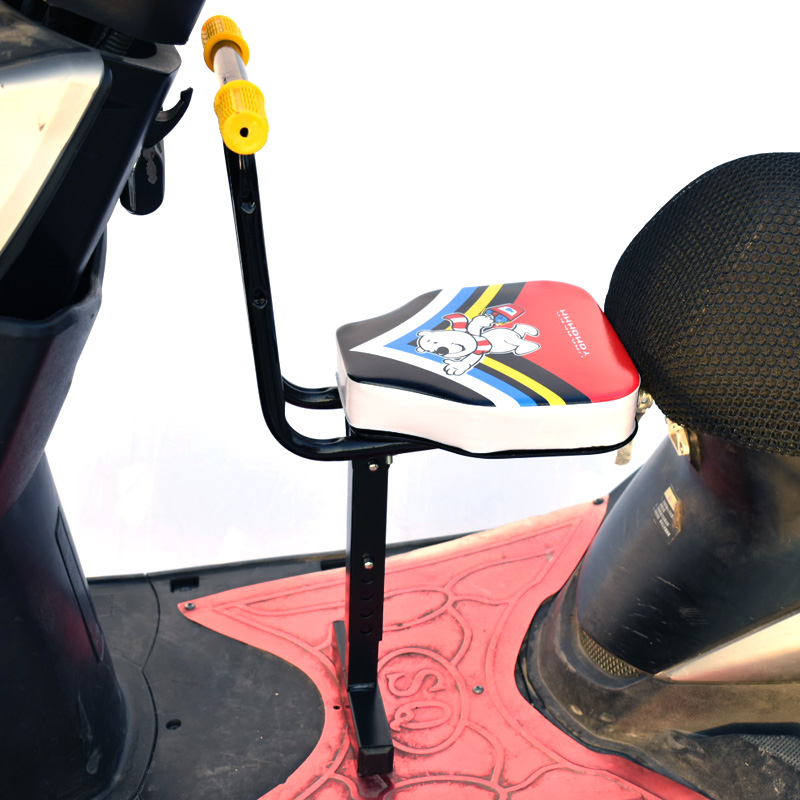 Motuoche – Motorcycle child seat Child Seat Front - electric-motorcycle-red-bear-single-seat-yellow-non-folding-armrest