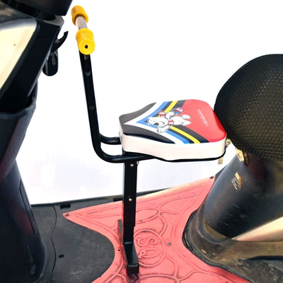 Motorcycle child seat Kidsren's Seat Front Scooter - electric-motorcycle-red-bear-single-seat-yellow-non-folding-armrest