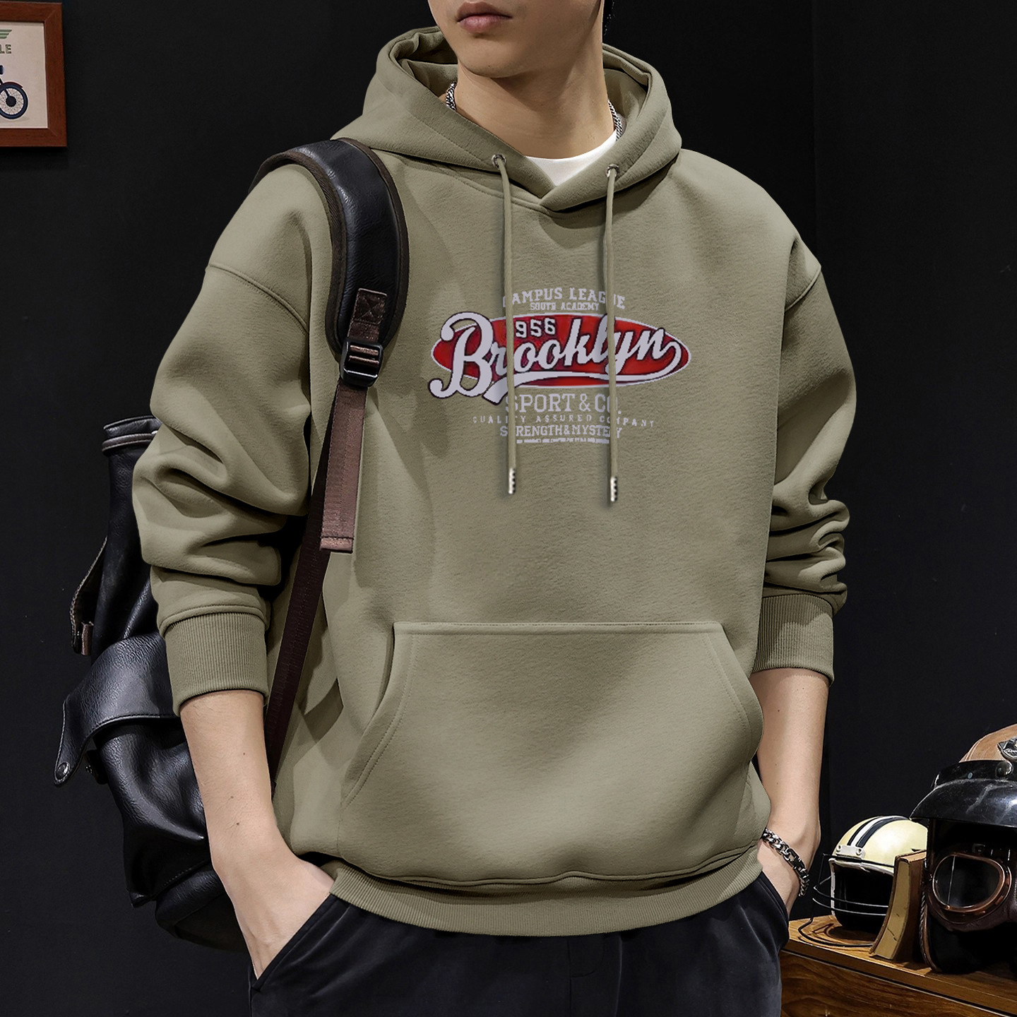 América vintage chaqueta de hombre primavera y otoño nueva marca de moda chaqueta con capuz suelta ropa casual para los hombres