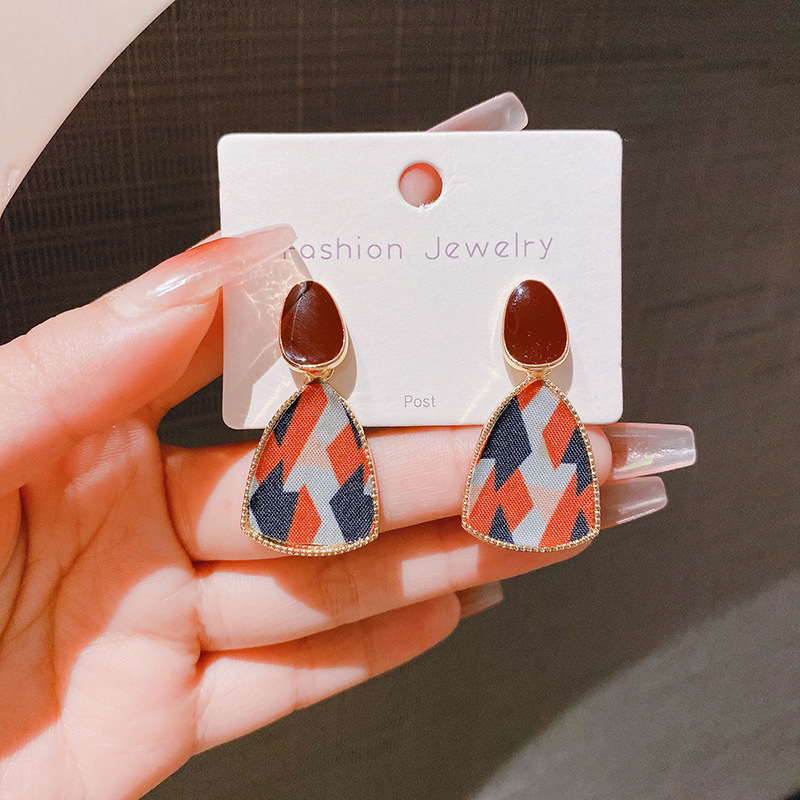 Geometric trend retro burgundy elegant earrings