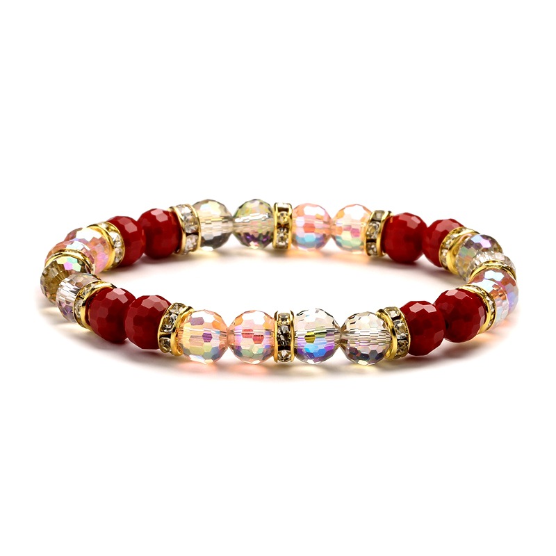 Estilo coreano Super brillante colorido cristal 96 granos de la tierra de la superficie 8/10MM corte de cristal multi-color pulsera de cuentas