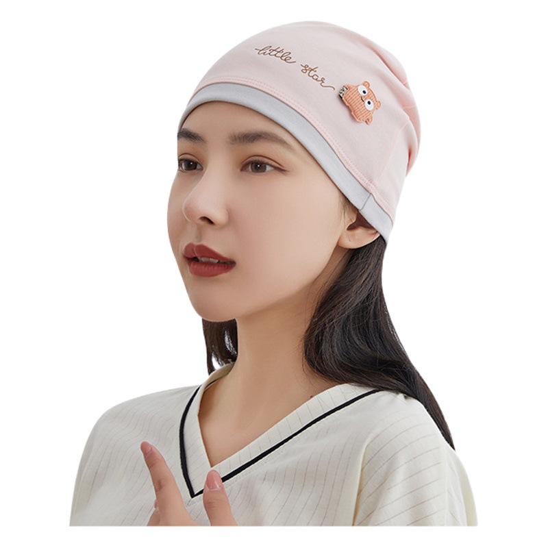 2025 new maternity cap cotton cartoon small flower bear moon scarf postpartum pregnant women moon cap wholesale