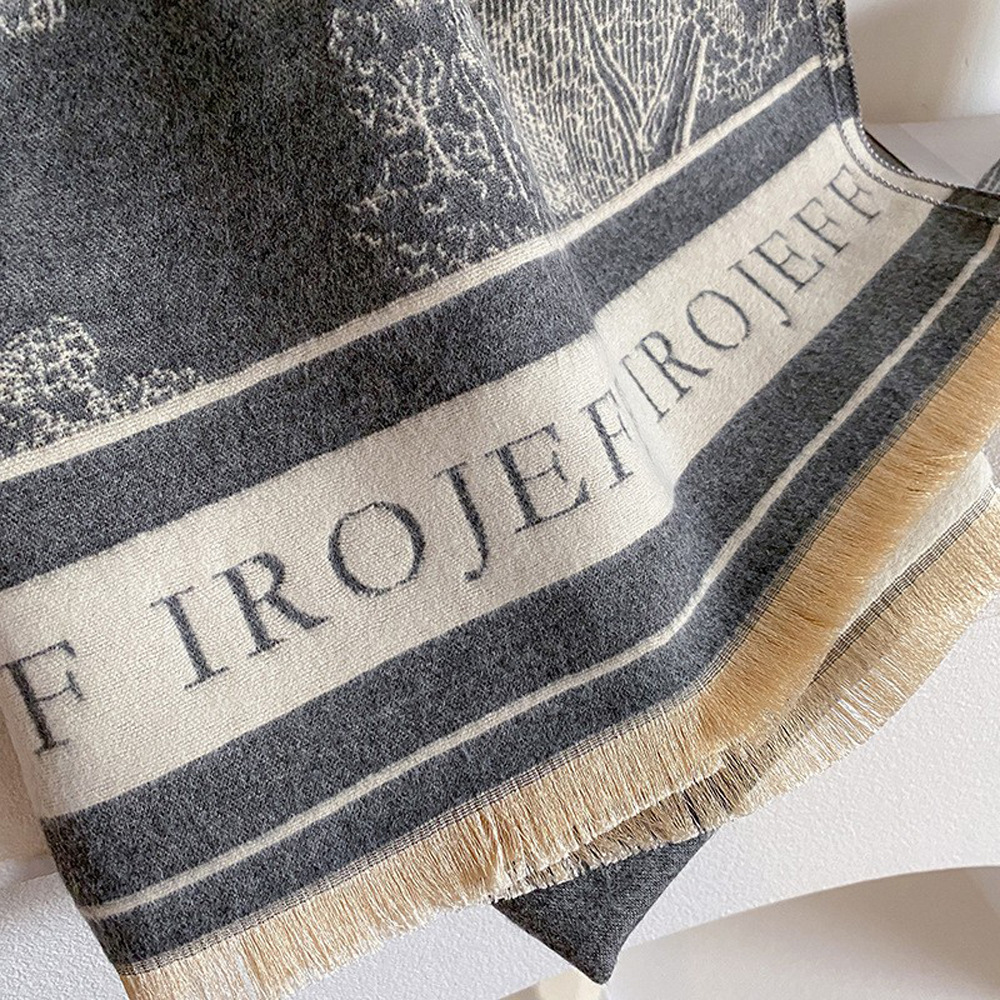 Jacquard Landscape Painting Cashmere Scarf For Women's Office Air-conditioned Room Thick And Warm Long Trendy Scarf_voghion.com