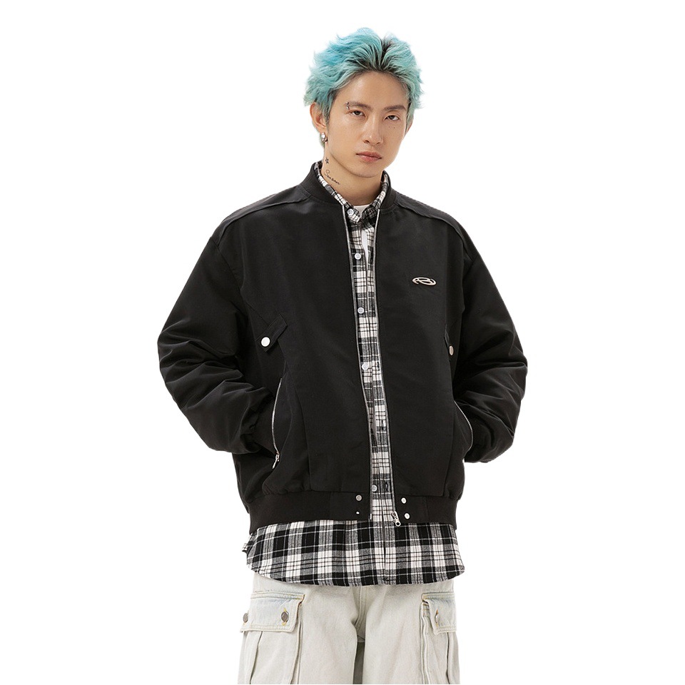 Hanlu chaqueta de piloto de diseño de hojas sueltas para hombres y mujeres primavera y otoño pareja uniforme de béisbol top