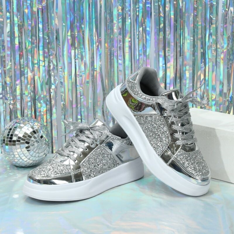 New Casual White Sneakers for Women, Brand Discount Sneakers, Autumn New Versatile Casual Sports Dad Shoes with Square Heels