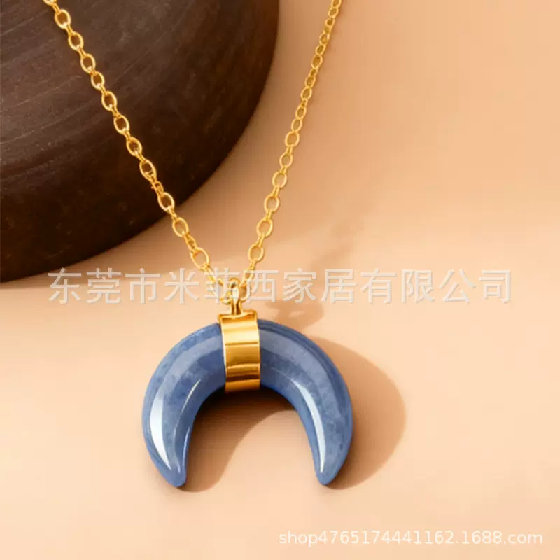 跨境亚马逊苍兰诀同款月亮项链吊坠手工雕刻DIY饰品厂家直销批发