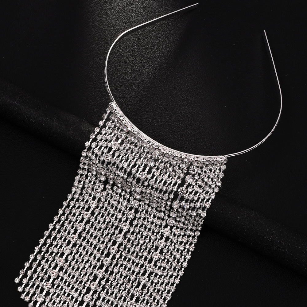 Europa y los Estados Unidos de moda caliente fluido diseño de aro de cabello de diamante cadena de cabello accesorios callejuelas banda de cabeza