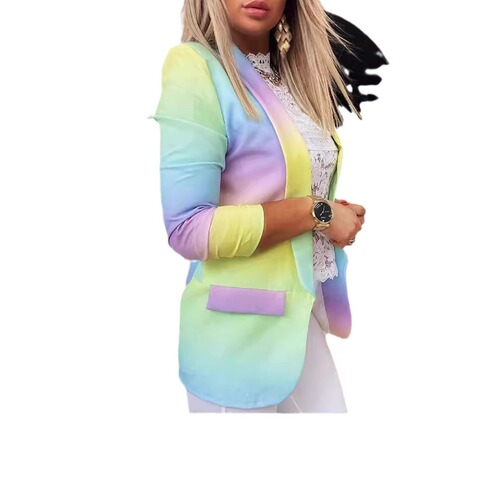 Autumn and winter women's long-sleeved small suit 2025 European and American foreign trade new tie-dye OL temperament professional slim body jacket