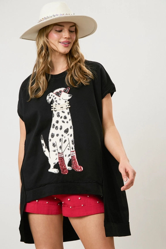 Women's T-shirt Short Sleeve T-Shirts Sequins Simple Style Dog display picture 6