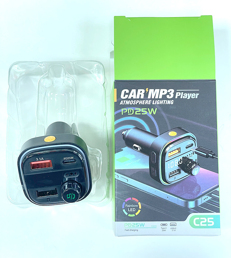 C25 Car Bluetooth Mp3 Music Player Fm Transmitter Multi-Function Mobile Phone Charger Pd25W Fast Charging