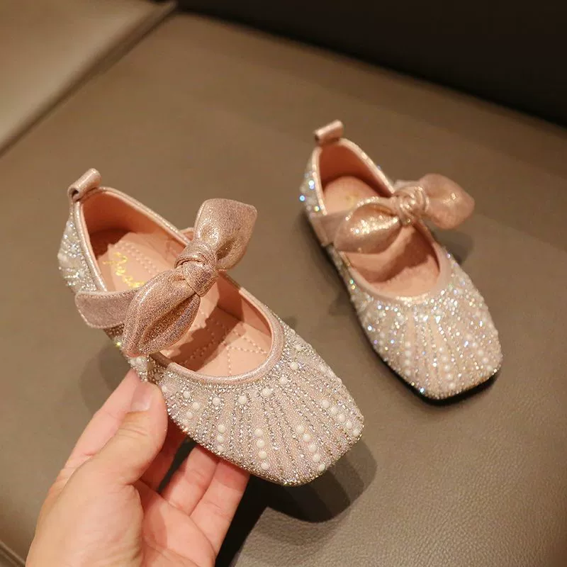 Летние девичьи туфли UNMUN принцесса с мягкой подошвой со стразами бантом для маленьких детей