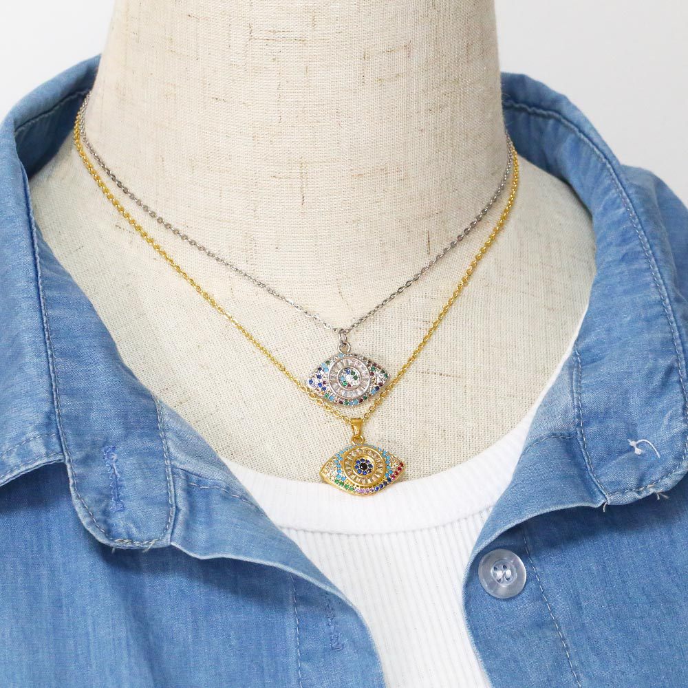 Fashion Devilu0027S Eye Copper Pendant Necklace Inlay Zircon Copper Necklaces