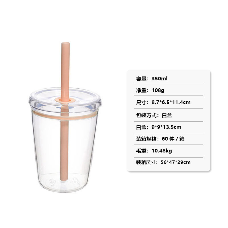 350ml mini taza de plástico transparente tritan taza de paja de color rojo para chicas lindas tazas de agua