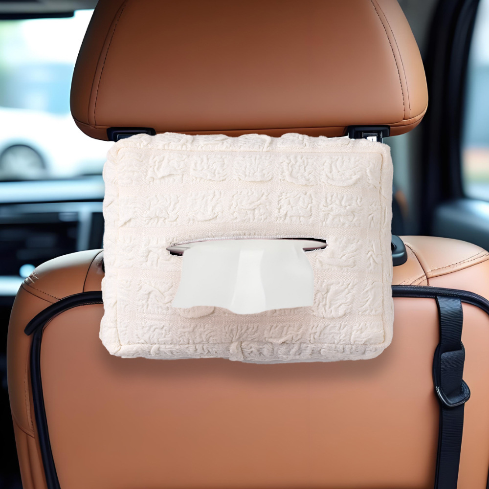 Caja de pañuelos de coche de hojaldre visera visera simple caja de dibujo de coche colgante lindo bolso de pañuelos