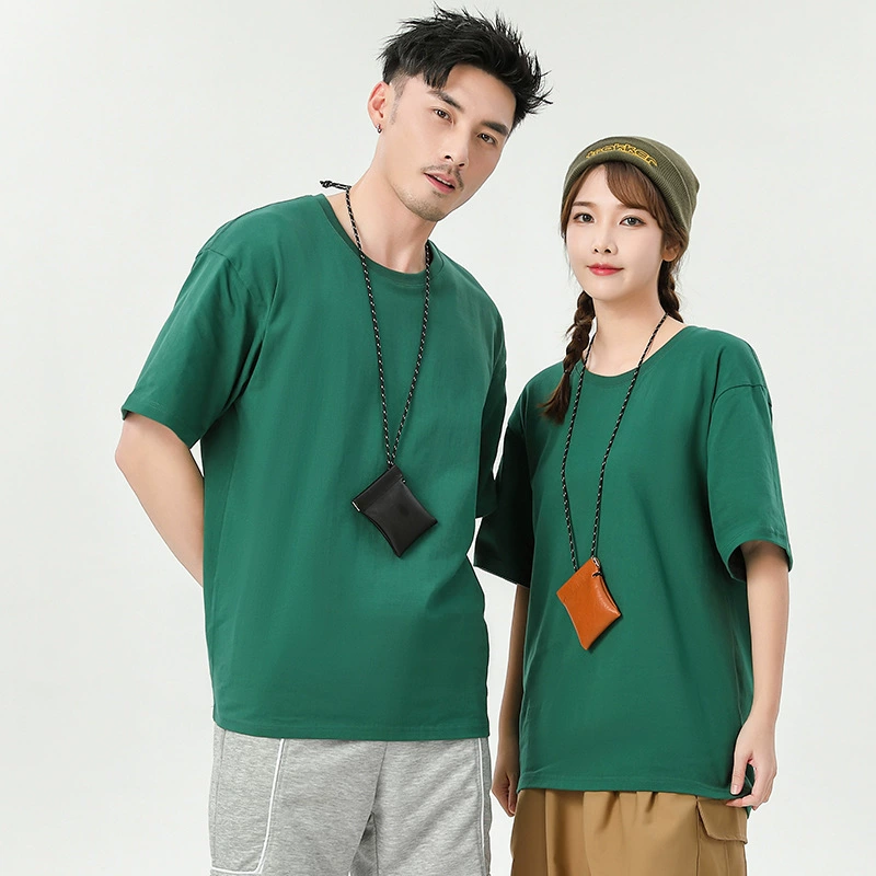 Футболка с круглым вырезом, 260 г, летняя рабочая одежда из чистого хлопка, с вышитым логотипом и короткими рукавами, рекламная культура