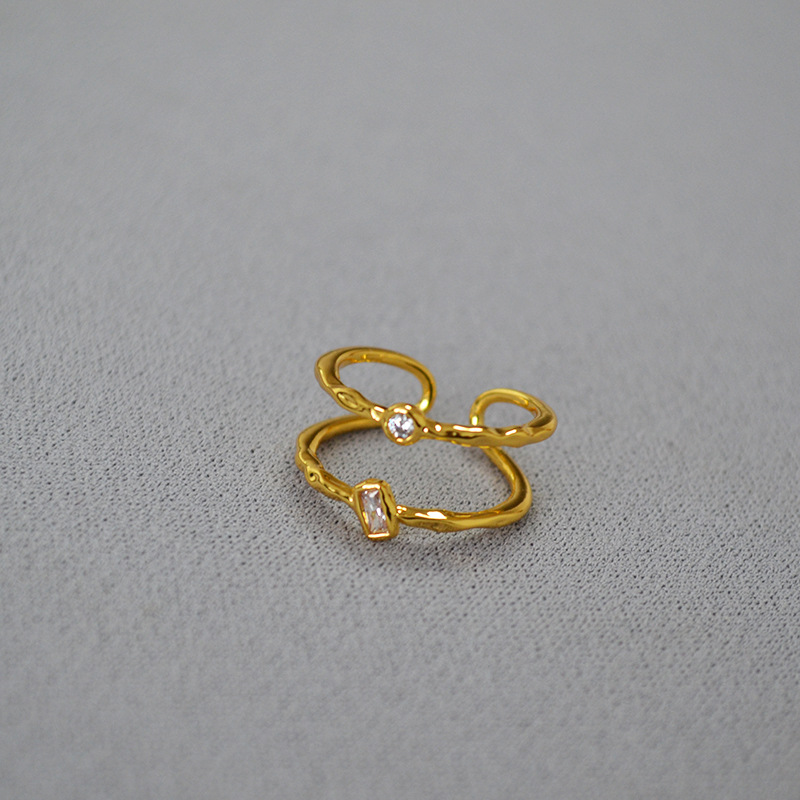 7g Weight Brass Inlay Solid Color Zircon Rings