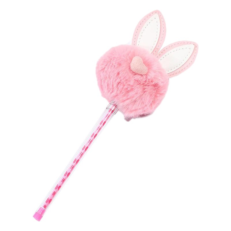 Directo de fábrica creativo coreano de dibujos animados de peluche de piel de conejo bola pluma de gel lindo estudiante pluma de regalo de dibujos animados