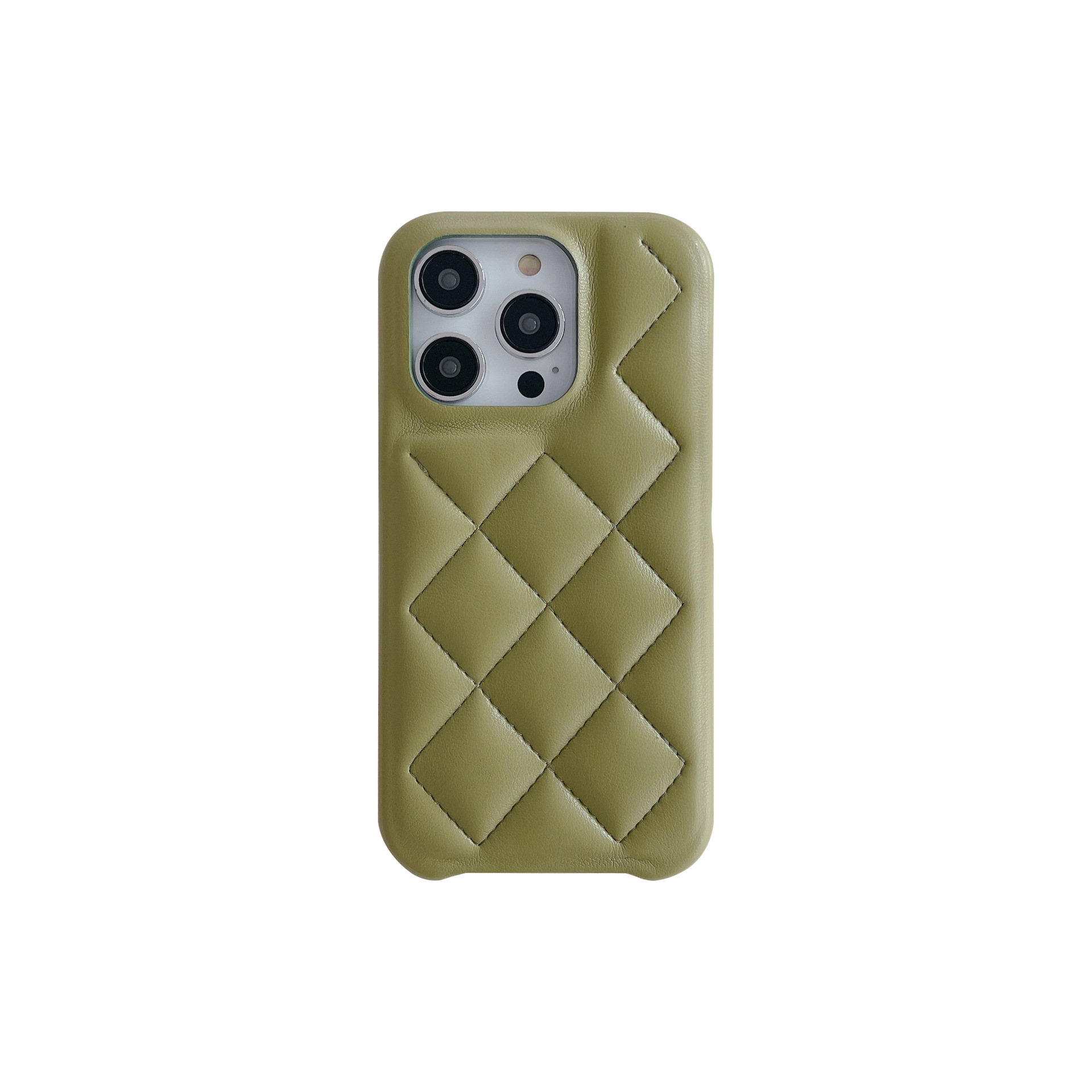 Designer Lambskin Phone Case For Iphone 15 Pro Max Cream Grid Set_voghion.com