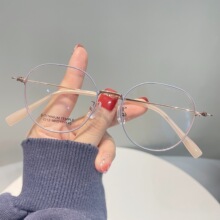 新款纯钛椭圆框近视眼镜女高品质批发价眼镜框男可配度数网红眼镜