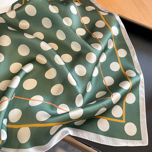 Korean version of sweet polka dot small silk scarf for women mulberry silk decorative scarf shawl temperament silk 53 square scarf spring and autumn