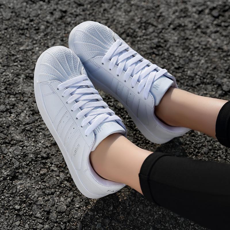 Autumn Large Size Men's Shoes Korean Style Sneakers Student Shell Toe Shoes Breathable Couple Casual White Shoes Sports Trendy Shoes