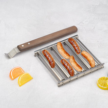 跨境Sausage Roller Rack亚马逊爆热狗架滚动烤架 不锈钢香肠烤架