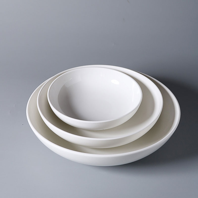 Hotel Kitchen Ceramic Pure White Cold Appetizer Round Bowl Artistic Dish Specialty Creative Club Tableware Chinese Restaurant Plate