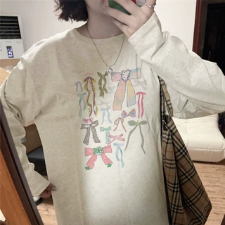 博思伦灰色春秋长袖t恤女新款爆款早秋上衣宽松内搭打底衫