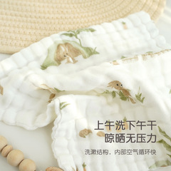 Six-layer bubble gauze baby bibs, baby face towels, small square towels, kindergarten handkerchiefs, and mini washcloths for infants and toddlers.