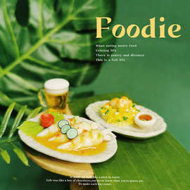 微缩泰国美食 蛋炒饭 鱿鱼 玩具模型 娃娃屋配件迷你菜碟饭T109-G