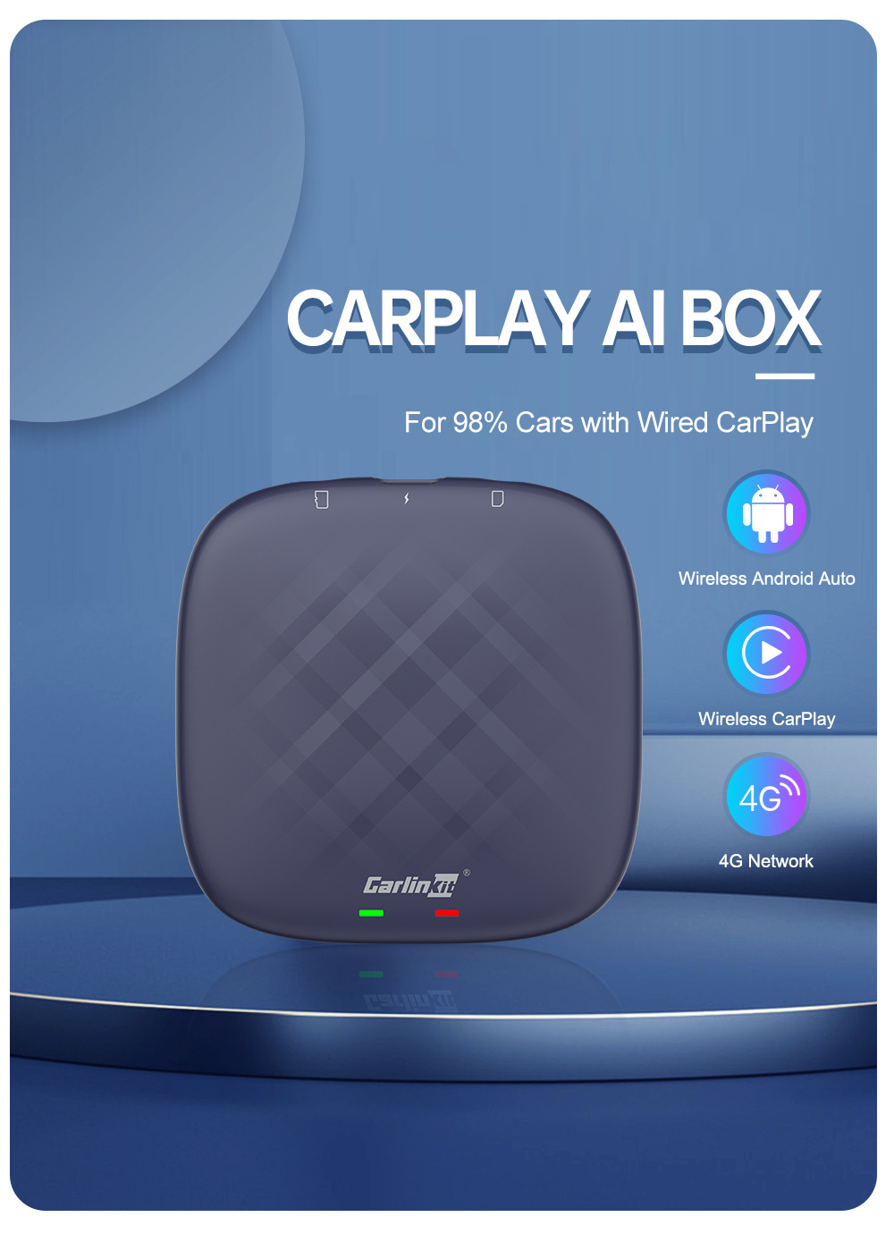 Carlinkit Qualcomm 6125 Connected Car Smart Box Car Wired to Wireless Carplay Car Box